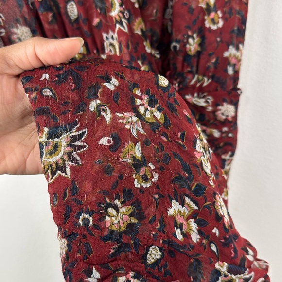 Veronica Beard Floral Bordeaux Dakota Ruched Silk Mini Dress Burgundy Size 8 - Picture 7 of 11